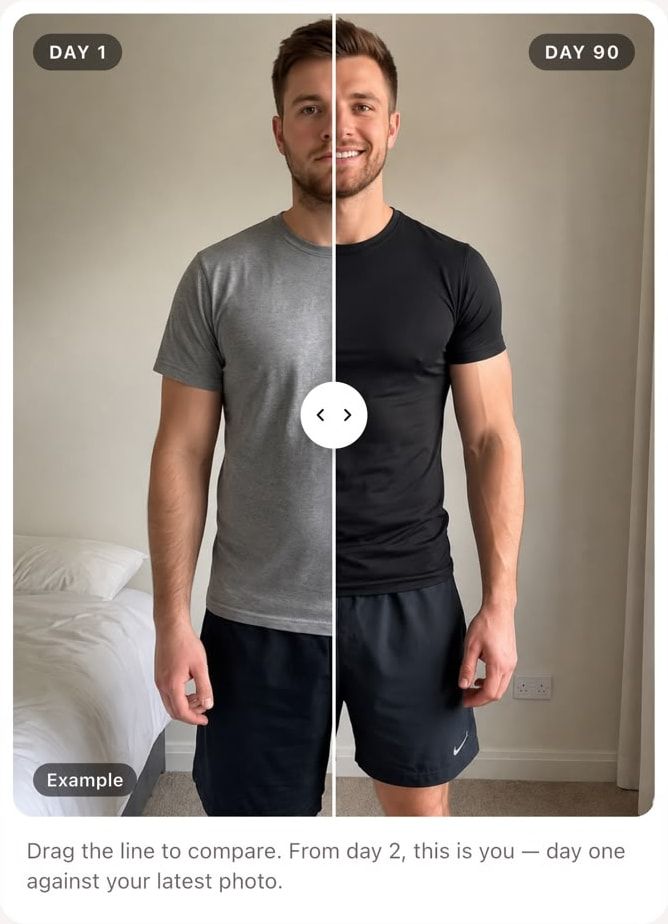 Your change: Day 1 on the left, Day 90 on the right, with a handle to drag between them