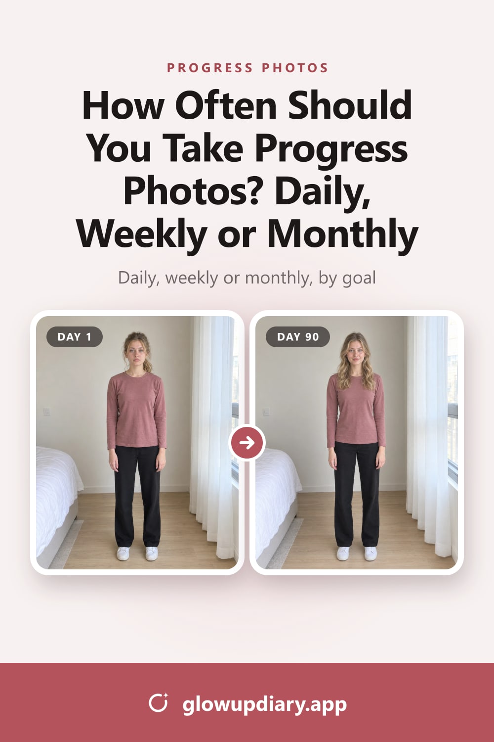 How Often Should You Take Progress Photos? Daily, Weekly or Monthly: Glow Up Diary guide